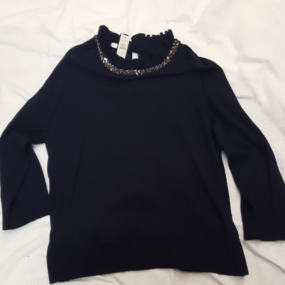 Stunning size XL Talbots navy sweater! NWT!